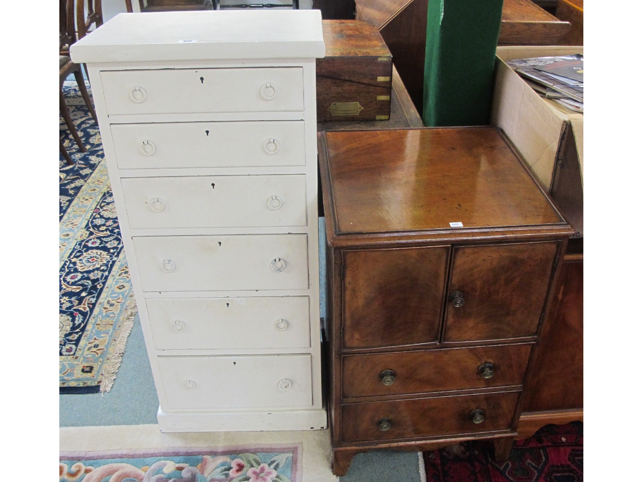 Appraisal: Six drawer painted chest and side table