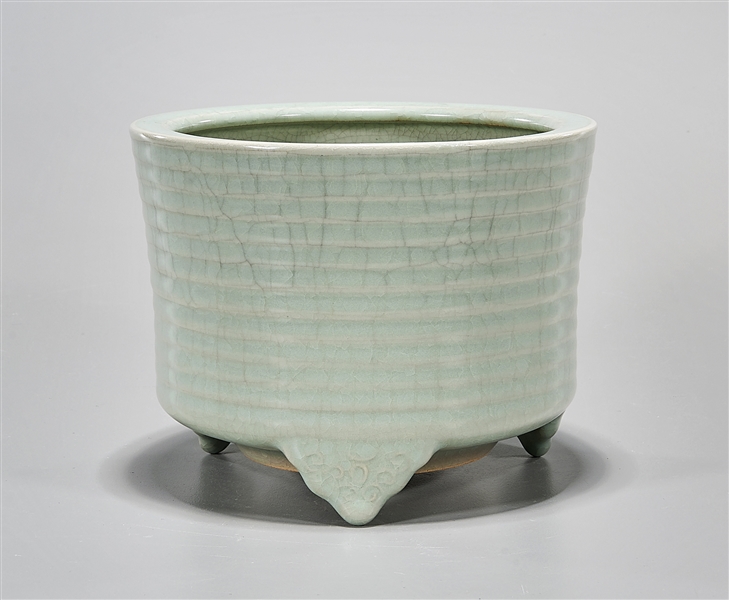 Appraisal: Chinese celadon porcelan tripod censer H approx Condition wear