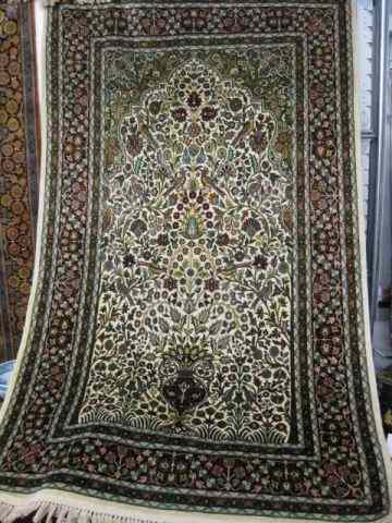 Appraisal: Silk Tabriz Persian Handmade Rug elaborate urn and flowering vine