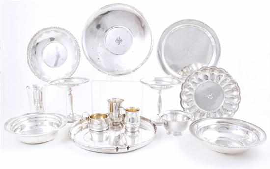 Appraisal: American sterling collection of trays bowls and cups Wallace centerbowl