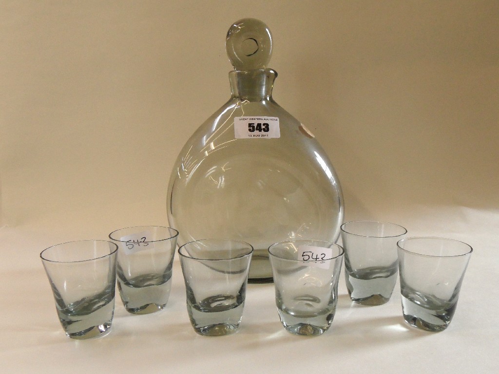 Appraisal: Holmegaard smokey glass decanter and six glasses