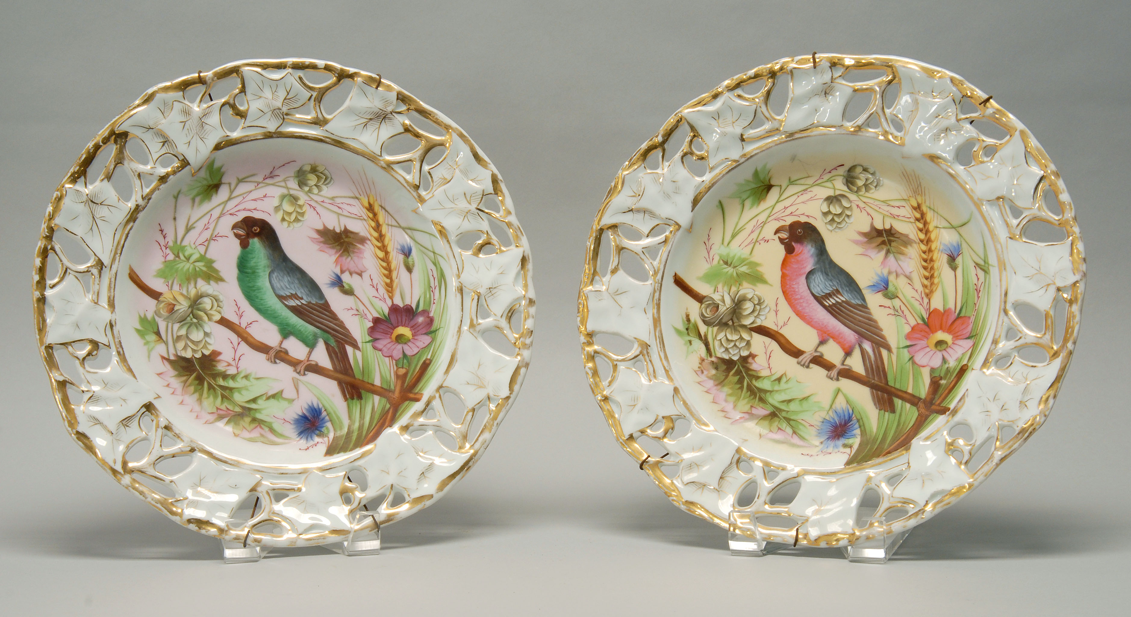 Appraisal: TWO BRUDER SCHWALB CARLSBAD HAND-PAINTED PORCELAIN CHARGERS Bohemia Circa Each