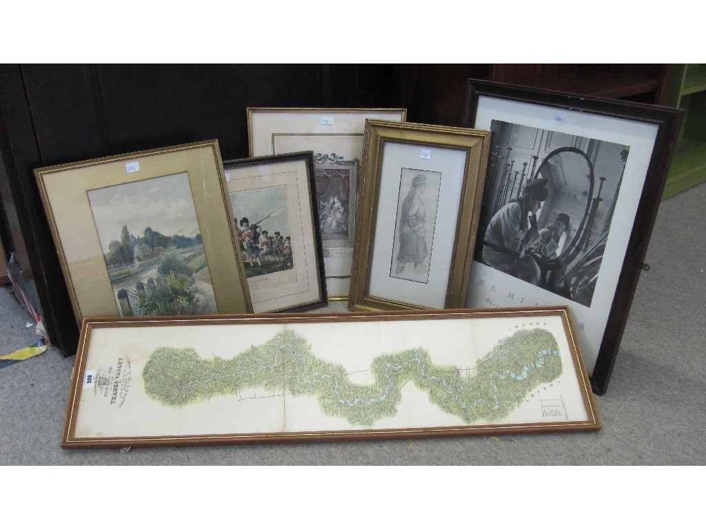 Appraisal: Six assorted framed pictures to include pencil sketch of a