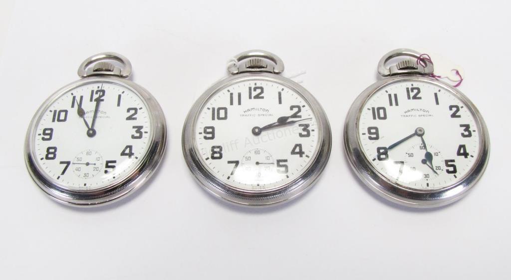 Appraisal: Three Hamilton Traffic Special pocket watches each in stainless steel