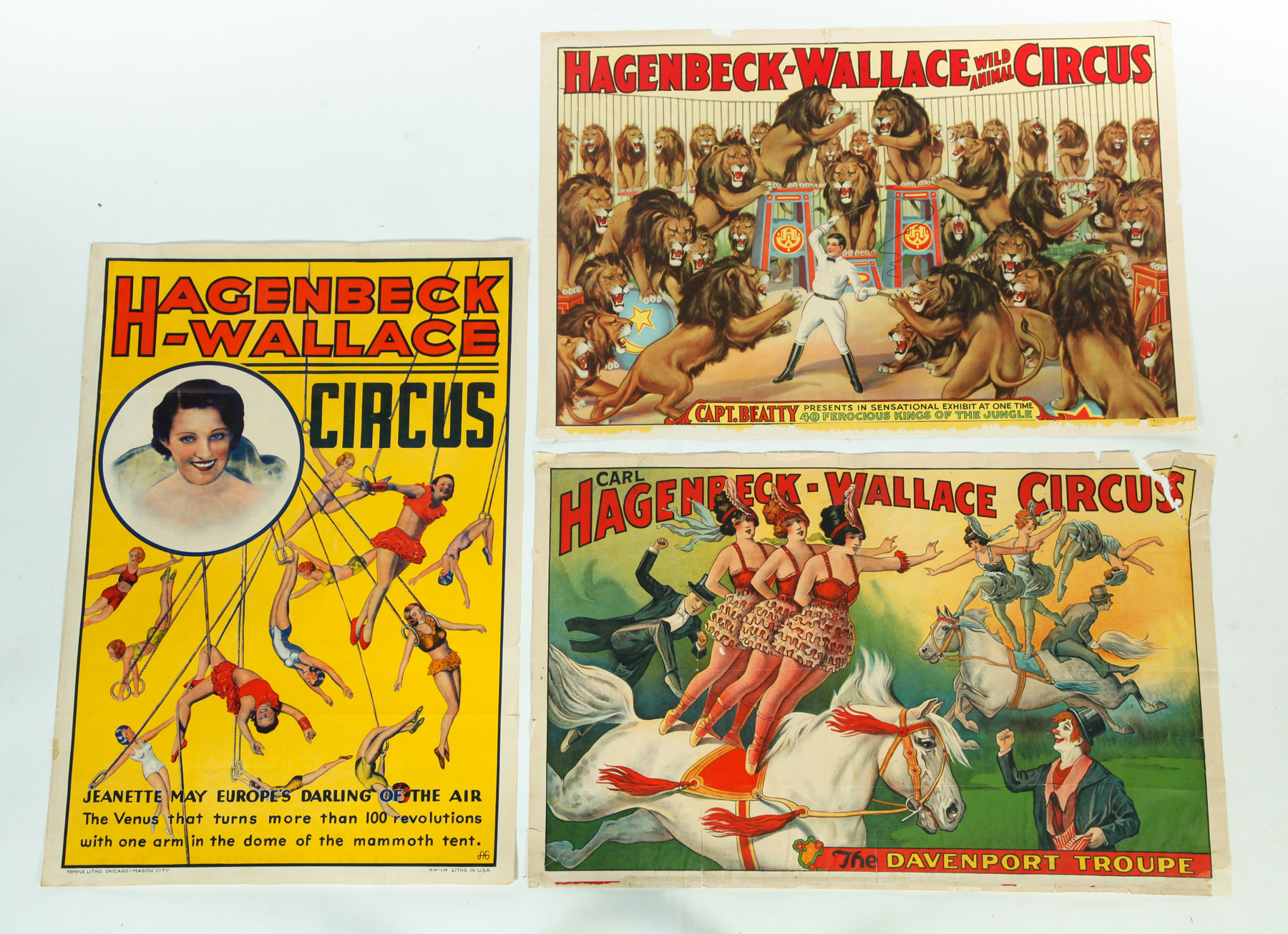 Appraisal: EIGHT CIRCUS POSTERS INCLUDING HAGENBECK-WALLACE DAN RICE AND TOM MIX