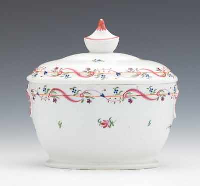 Appraisal: A Lidded Porcelain Sugar Bowl Oval molded porcelain container with