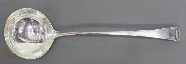 Appraisal: English George III sterling silver soup ladle Hester Bateman United