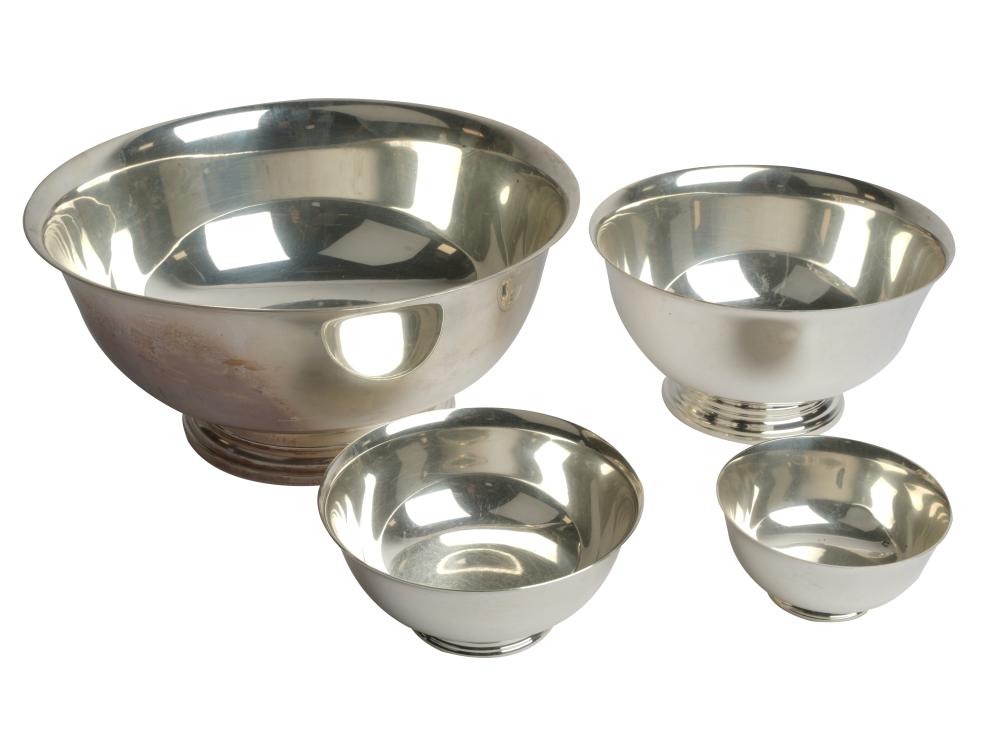 Appraisal: FOUR AMERICAN STERLING BOWLSeach designed after Paul Revere the first