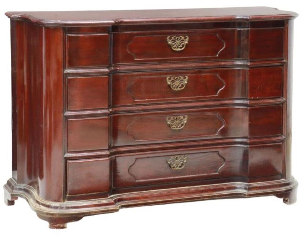 Appraisal: Mahogany chest of drawers Spain th c having shaped top