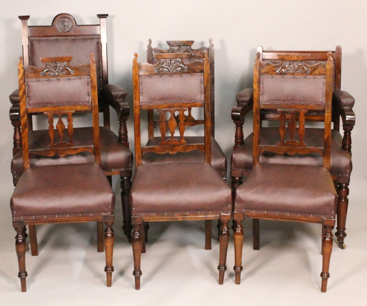 Appraisal: An associated set of six late thC walnut dining chairs