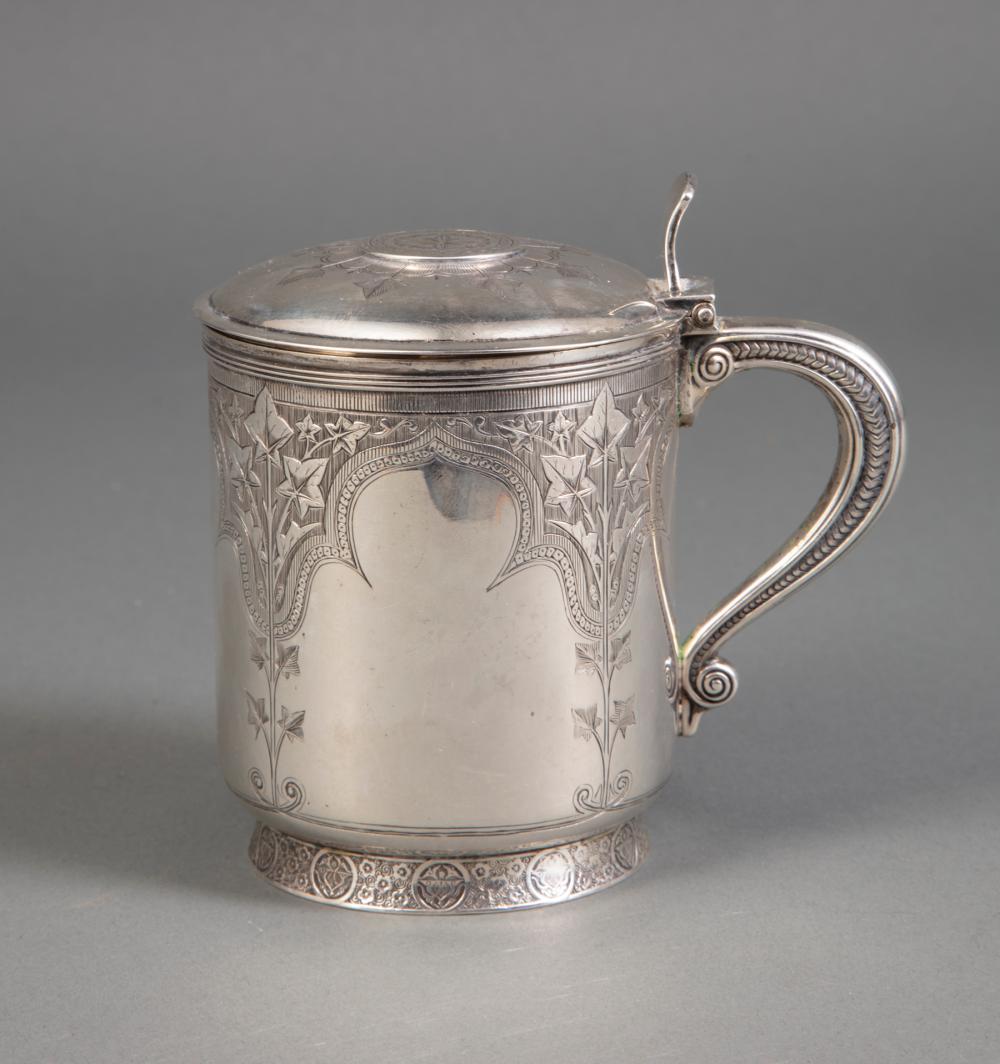 Appraisal: Tiffany Co Makers Sterling Silver Covered Mug - pattern introduced