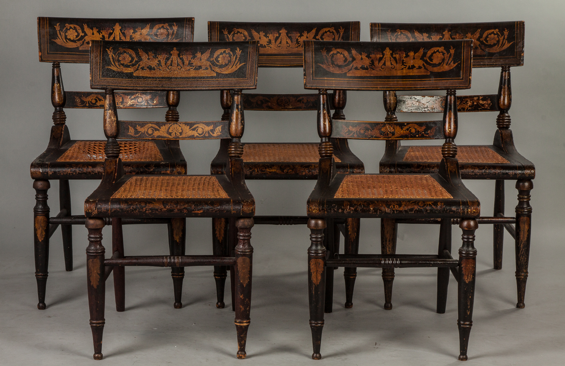 Appraisal: Set of Five Stenciled Painted Baltimore Side Chairs Early th