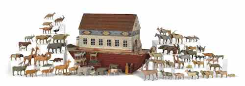 Appraisal: Large German carved and painted Noah's Ark th c to