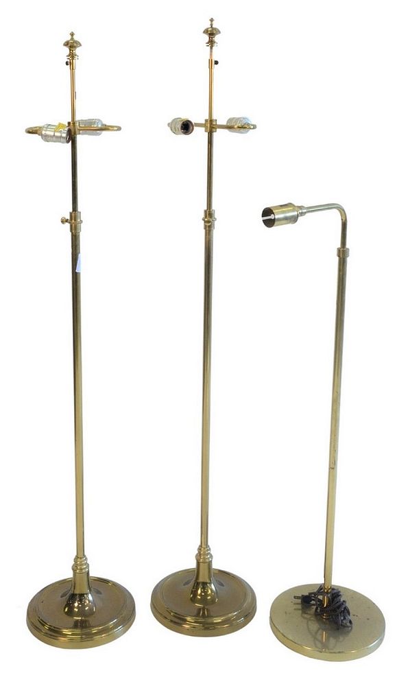 Appraisal: Three Brass Adjustable Floor Lamps Three Brass Adjustable Floor Lamps