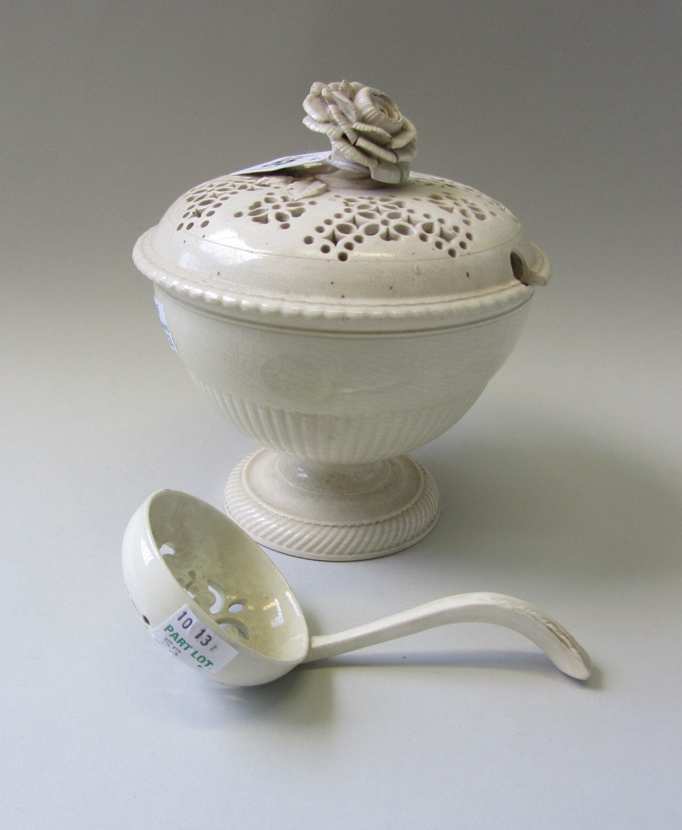 Appraisal: A creamware lidded tureen and matching ladle late th century