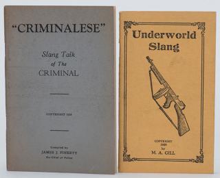 Appraisal: Crime Two Booklets on Criminal Slang Including Underworld Slang Kansas