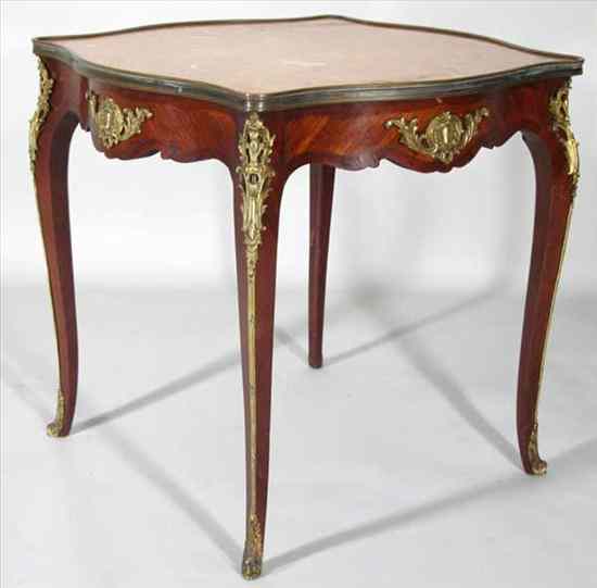 Appraisal: A French Louis XV Style Marble Top Rosewood Mahogany Side