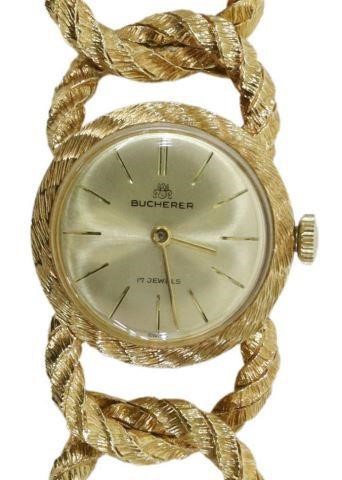 Appraisal: Swiss Bucherer kt yellow gold wristwatch champagne-color dial with stick