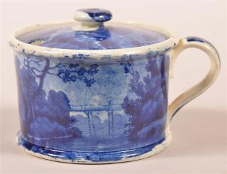 Appraisal: Rare Staffordshire Blue Transfer Mustard Pot Rare Staffordshire Blue Transfer