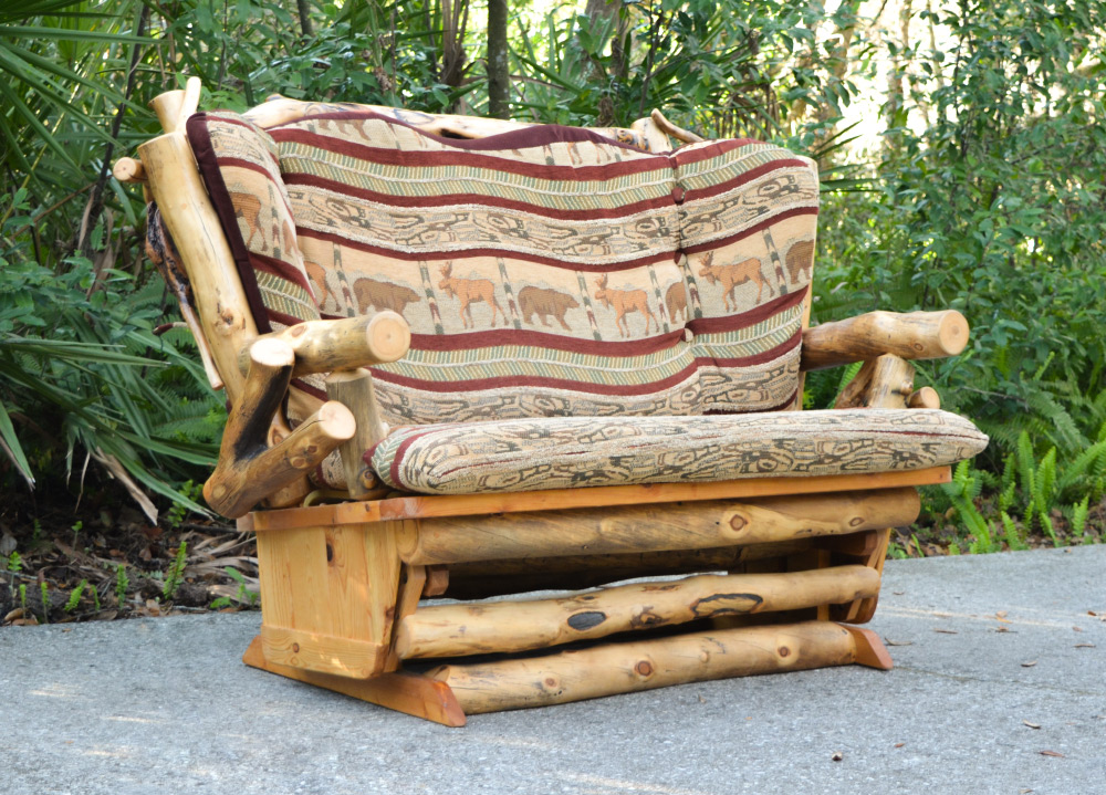 Appraisal: ASPEN LOG RUSTIC GLIDER SETTEE Perfect for the cabin chic