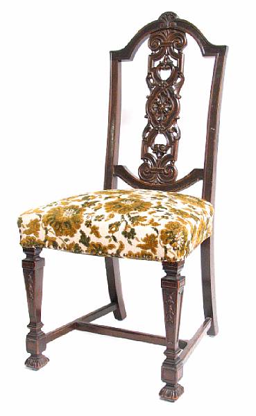 Appraisal: A pair of William and Mary style walnut side chairs