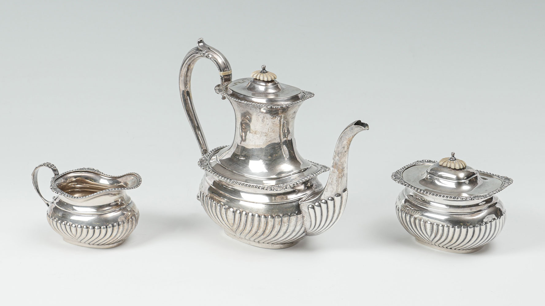 Appraisal: PIECE ENGLISH STERLING TEA SET Approx Troy ounces Sterling Comprising