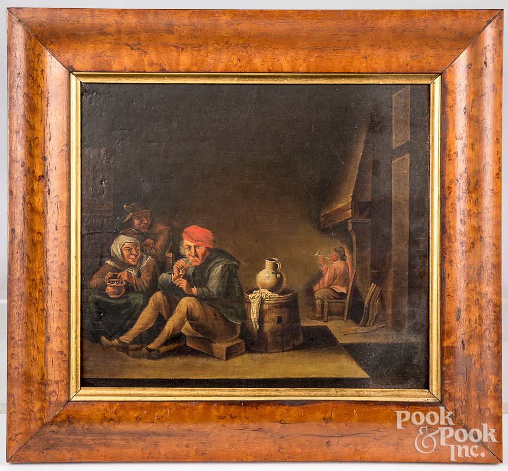 Appraisal: Continental oil on panel interior scene th c Continental oil