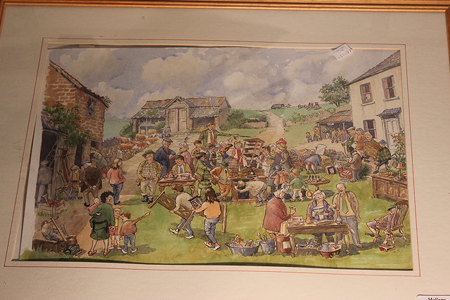 Appraisal: R T MACREADY FARM AUCTION WATER COLOUR on paper cm