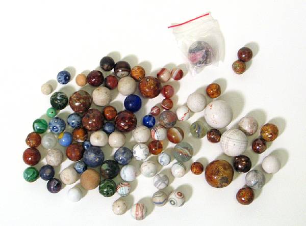 Appraisal: Marble assortment Handmade marbles including Chinese ceramics benningtons other assorted