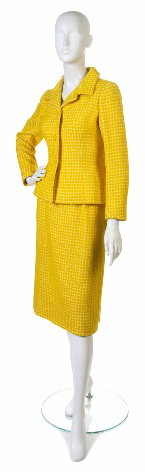 Appraisal: A Givenchy Couture Yellow Wool Skirt Suit Labeled Givenchy