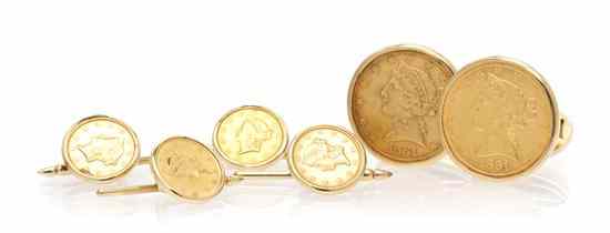 Appraisal: A Karat Yellow Gold and US Gold Coin Dress Set