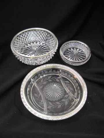 Appraisal: pc of Sterling Crystal divided '' dish and two bowls