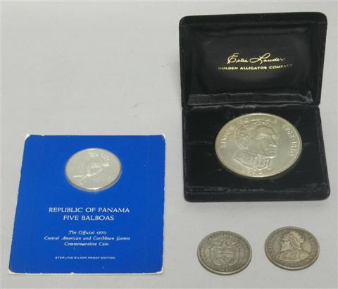 Appraisal: FOUR PANAMANIAN COINS Including twenty balboa coin five balboa Central