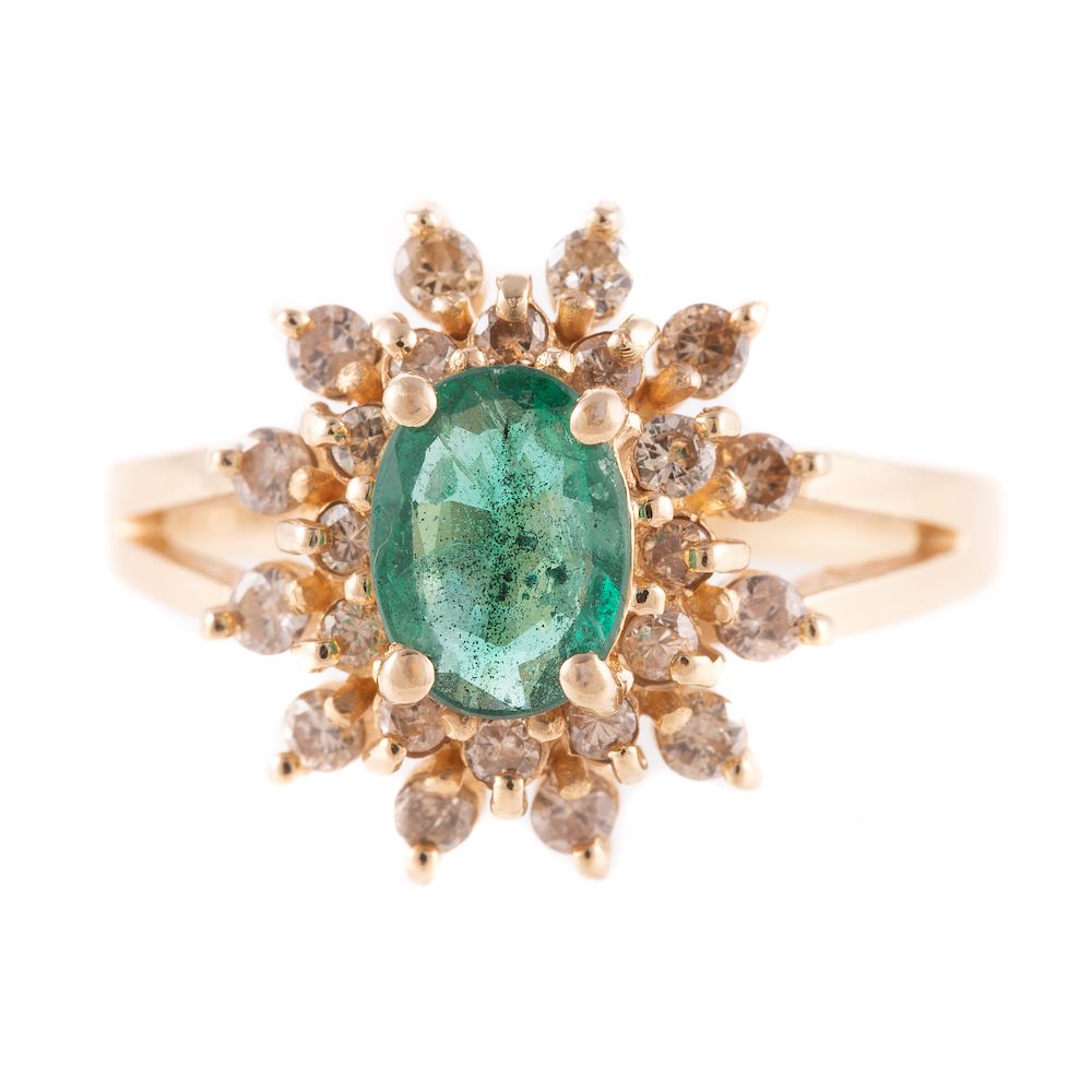 Appraisal: A Ladies Emerald Diamond Ring in K K yellow gold