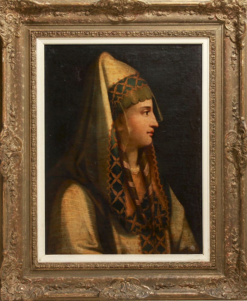 Appraisal: Orientalist Portrait of a Woman th C Oil Orientalist Profile