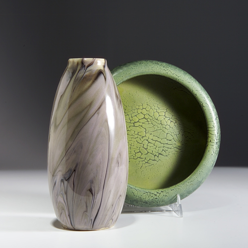 Appraisal: Two WELLER pieces to include a Marbleized vase in shades