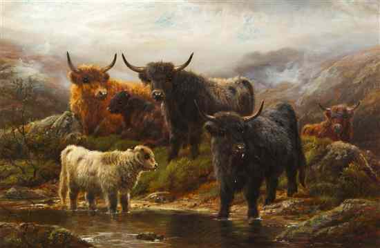 Appraisal: Robert Watson British - Cows in the Stream oil on