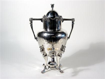 Appraisal: English silverplate hot water urnlate th early th century