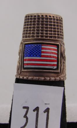 Appraisal: Silver tone thimble with enamel American Flag