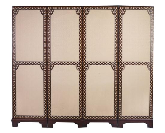 Appraisal: GEORGIAN STYLE FOUR-FOLD FLOOR SCREEN th century in the Chippendale