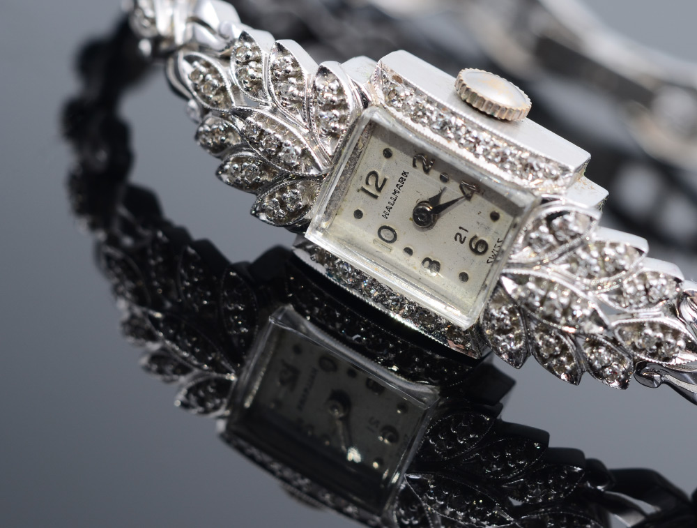 Appraisal: HALLMARK LADIES K GOLD DIAMOND WRISTWATCH K white gold wristwatch