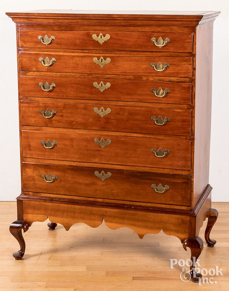 Appraisal: New England Queen Anne maple chest on frame New England