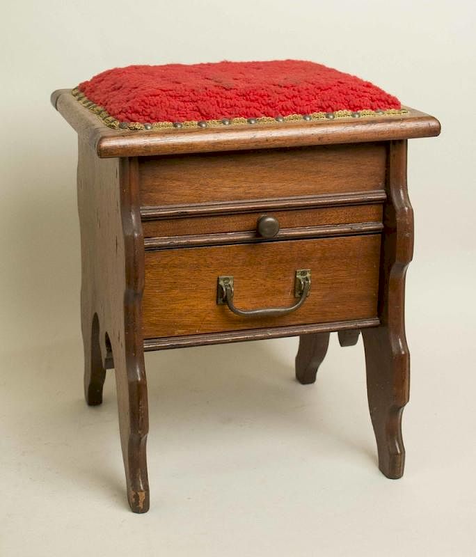 Appraisal: Shoe Shine Stool Late th century walnut stand Dimensions w