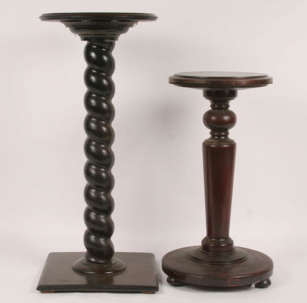 Appraisal: Turned wood pedestal with barley twist column supporting round top