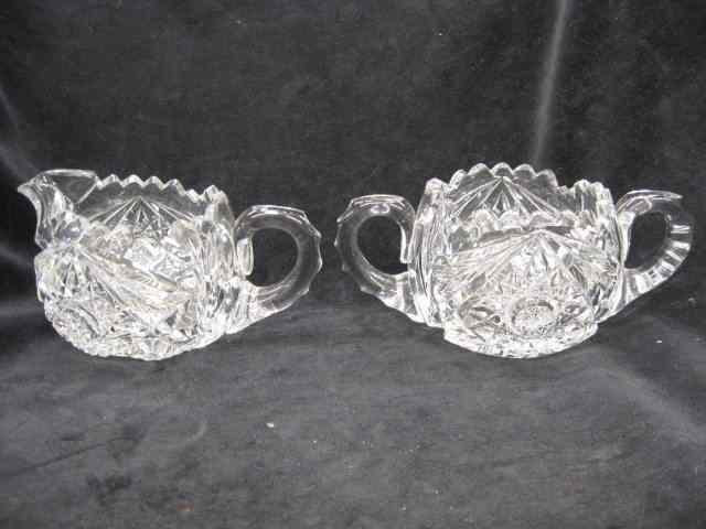 Appraisal: Libbey Cut Glass Creamer Sugar brilliant period signed excellent