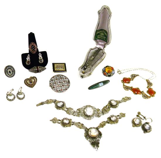 Appraisal: JEWELRY Victorian Edwardian and Deco necklaces bracelets pins and rings