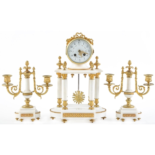 Appraisal: A French statuary marble and ormolu garniture de cheminee early