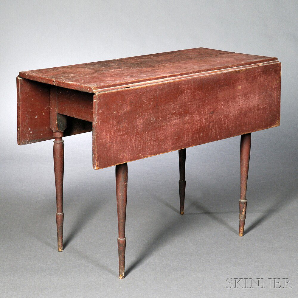 Appraisal: Federal Red-painted Maple Drop-leaf Table early th century the rectangular