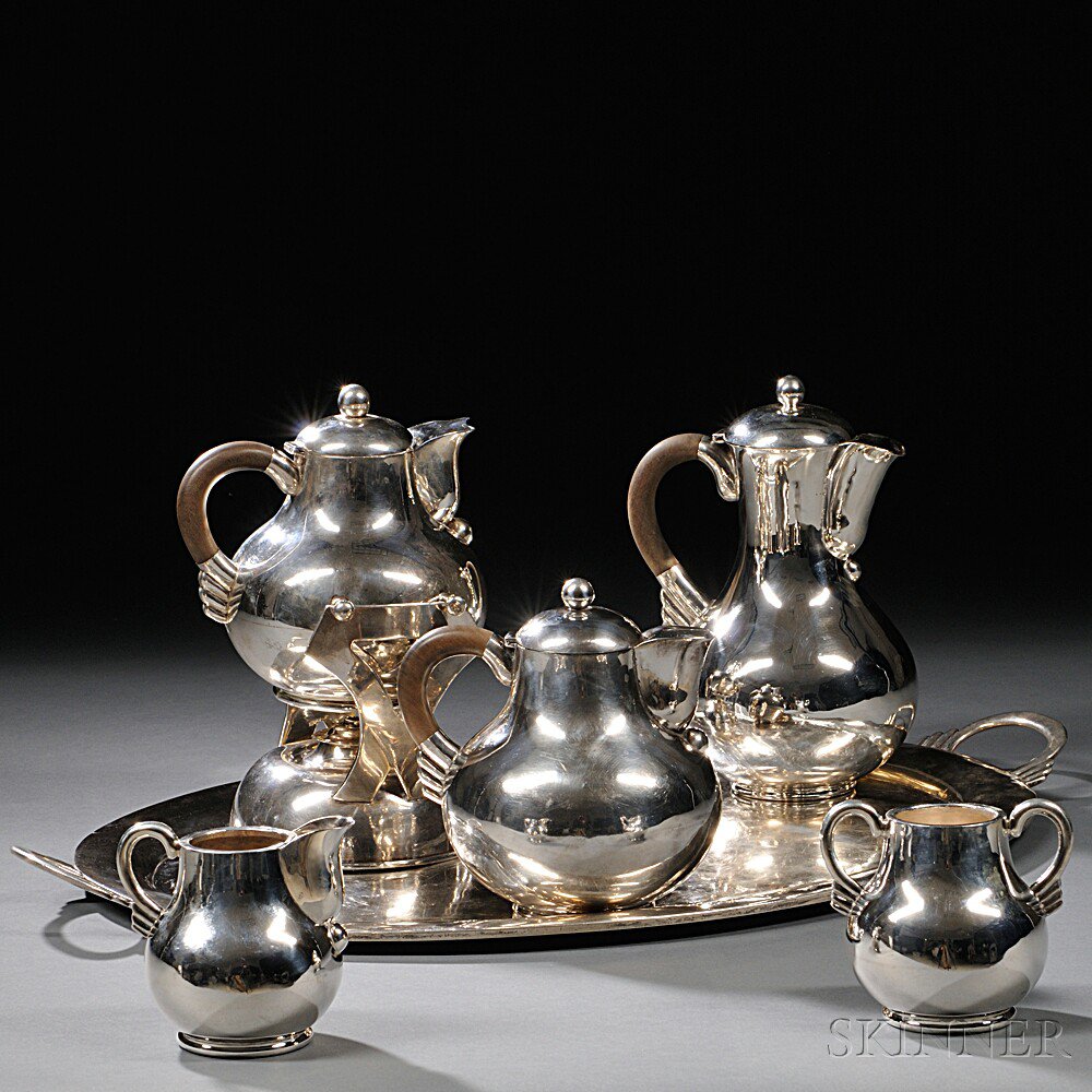 Appraisal: Six-piece Mexican Sterling Silver Tea and Coffee Service Taxco mid