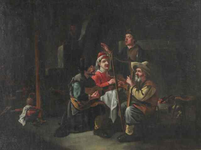 Appraisal: attributed to Carl PistoriusMUSICIANS IN A TAVERNoil on canvas cm